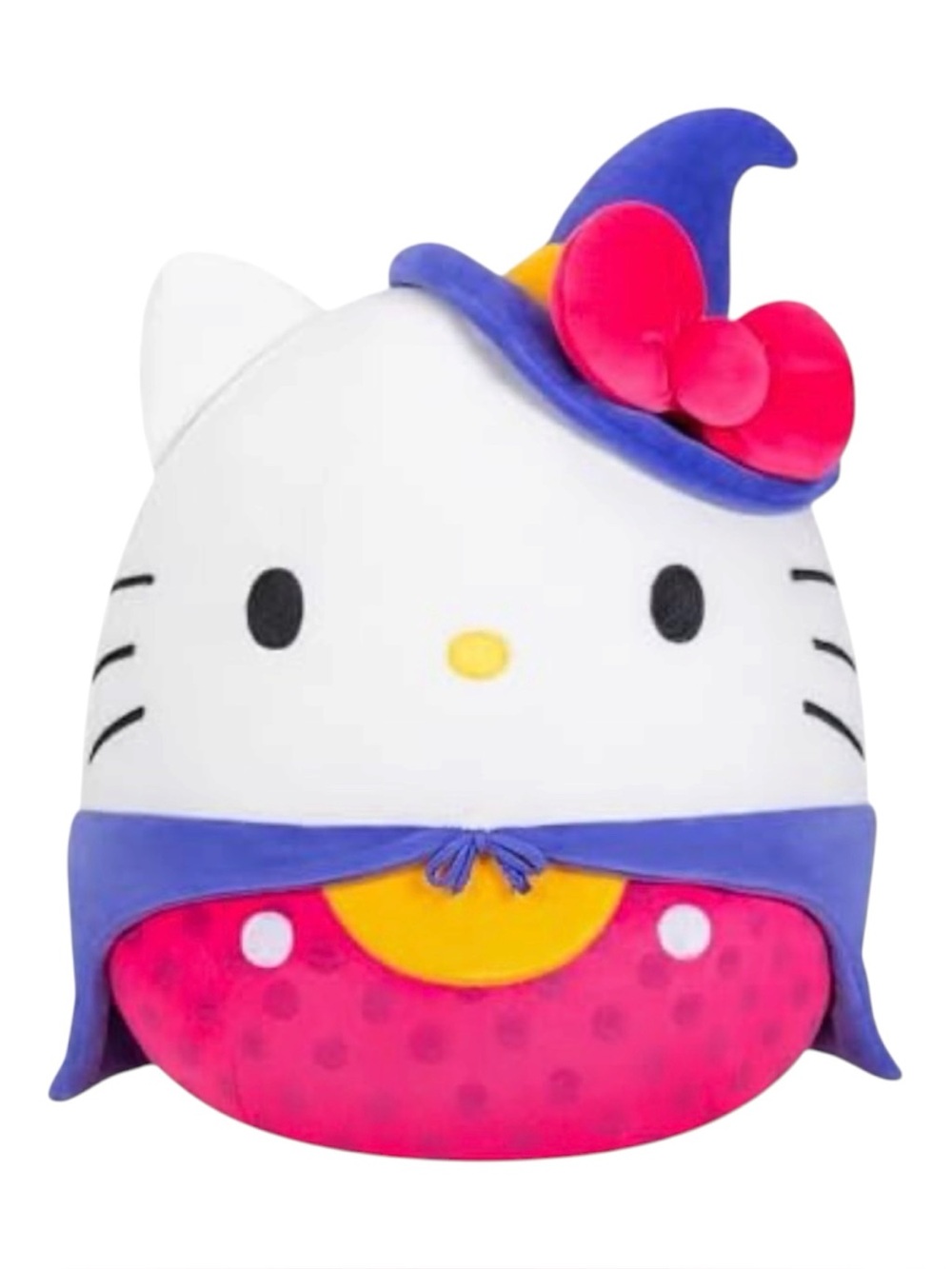 Squishmallows White Plush with Purple Hat and Pink Bow